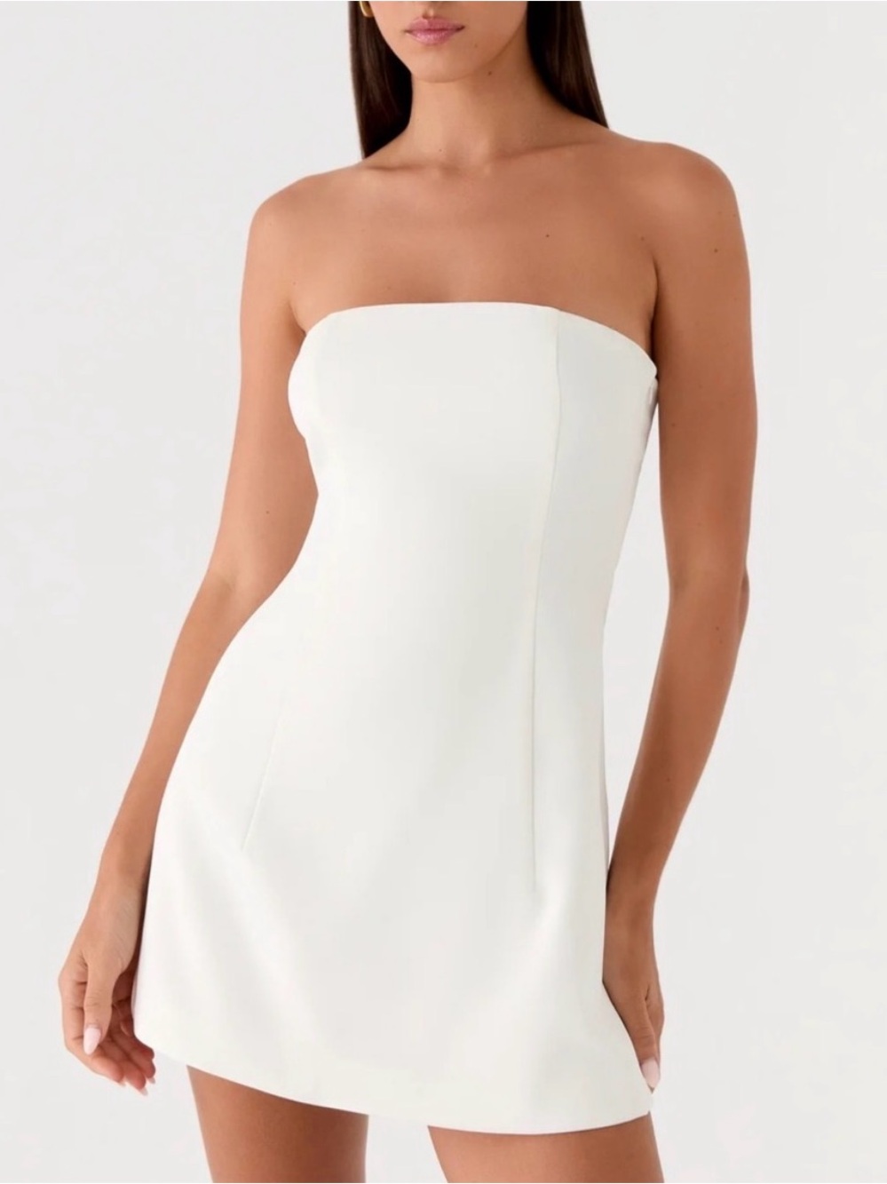 Peppermayo Della Strapless Mini Dress in Cream White
Size 6